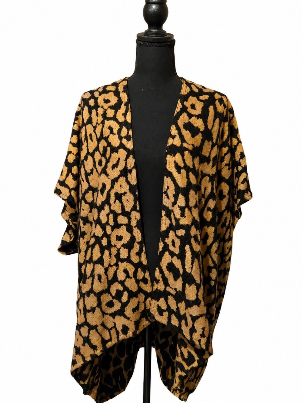 LOFT Animal Print Poncho Black Carmel Sz SM